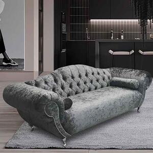 Huron Malta Plush Velour Fabric 3 Seater Sofa In Silver