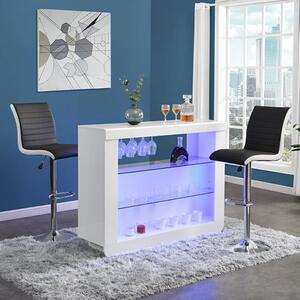 Fiesta White High Gloss Bar Table With 2 Ritz Black White Stools