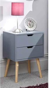 Niceville Wooden 2 Drawers Bedside Cabinet In Dark Grey