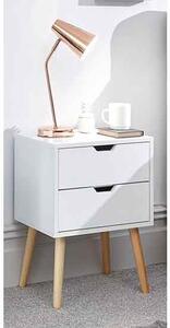 Niceville Wooden 2 Drawers Bedside Cabinet In White