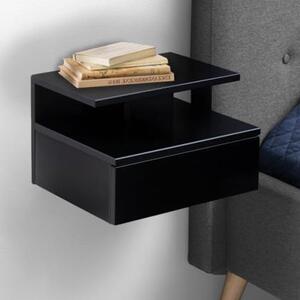 Ashanti Wall Hung Wooden Bedside Cabinet In Black