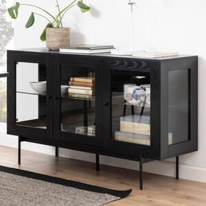 Avila Wooden Sideboard With 3 Doors In Ash Black