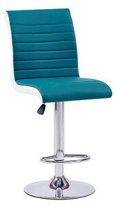 Ritz Faux Leather Bar Stool In Teal And White With Chrome Base