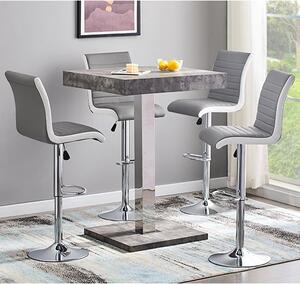 Topaz Concrete Effect Bar Table With 4 Ritz Grey White Stools