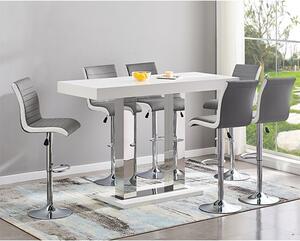 Caprice Large White Gloss Bar Table 6 Ritz Grey White Stools