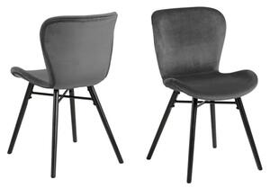 Baldwin Dark Grey Fabric Dining Chairs In Pair