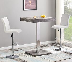 Topaz Concrete Effect Bar Table With 2 Ripple White Stools