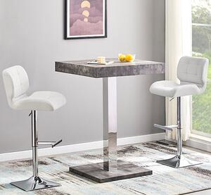 Topaz Concrete Effect Bar Table With 2 Candid White Stools