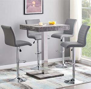 Topaz Concrete Effect Bar Table With 4 Ripple Grey Stools