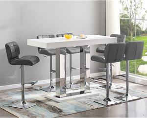 Caprice Large White Gloss Bar Table 6 Candid Grey Stools