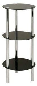 Afton 3 Tier Black Glass Display Stand With Chrome Frame