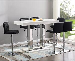 Caprice Large White Gloss Bar Table 6 Coco Black Stools