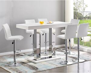 Caprice Large White Gloss Bar Table 6 Ripple White Stools