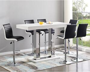 Caprice Large White Gloss Bar Table 6 Ritz Black White Stools