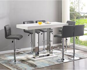 Caprice Large White Gloss Bar Table 6 Coco Grey Stools