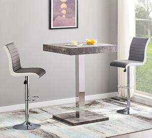 Topaz Concrete Effect Bar Table With 2 Ritz Grey White Stools