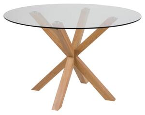 Hyeres Clear Glass Dining Table Round Large With Oak Legs