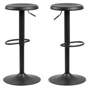 Faille Matt Black Metal Bar Stools In Pair