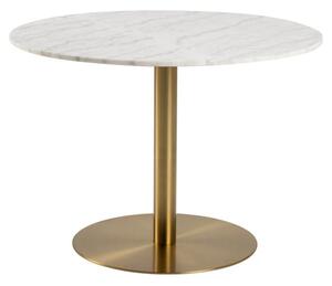 Clarkston Marble Dining Table Large With Brass Base In White