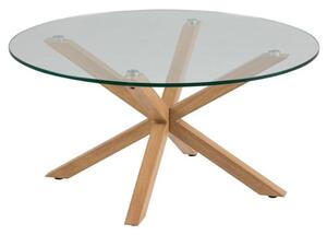 Hyeres Clear Glass Dining Table Round With Oak Legs