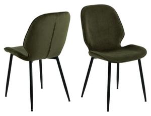 Fairfield Olive Green Fabric Dining Chairs In Pair