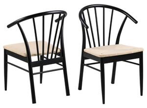 Cassan Matt Black Wooden Dining Chairs In Pair