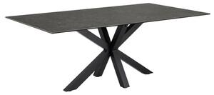 Hyeres Ceramic Dining Table In Black With Matt Black Legs