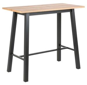 Colza Wooden Bar Table With Black Metal Legs In Wild Oak