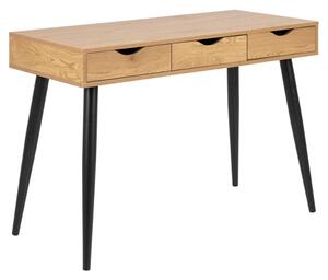 Newark Wooden Laptop Desk With 3 Drawers In Oak And Black