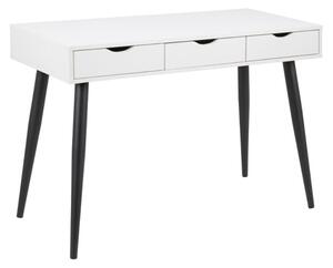 Newark Wooden Laptop Desk With 3 Drawers In White And Black