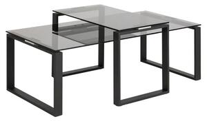 Kennesaw Smoked Glass Set Of 2 Coffee Tables With Black Frame