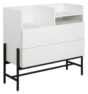 Norko Wooden Chest Of 2 Drawers With Metal Frame In Matt White