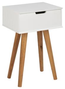 Mulvane Wooden Bedside Table With Oak Legs In White