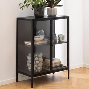 Newberry Metal Display Cabinet Small With 2 Doors In Matt Black