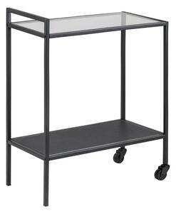 Salvo Clear Glass Top Drinks Trolley With Black Metal Frame