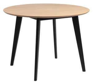 Reims Wooden Dining Table Round In Oak With Black Legs