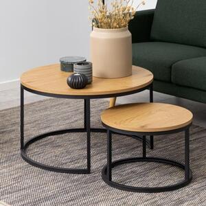 Suva Wooden Set Of 2 Coffee Tables In Matt Wild Oak