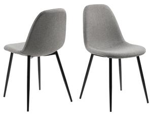 Woodburn Light Grey Fabric Dining Chairs With Metal Leg In Pair