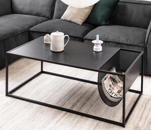 Salvo Wooden Coffee Table With Magazine Rack In Ash Black