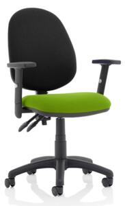 Eclipse II Black Back Office Chair In Green And Adjustable Arms