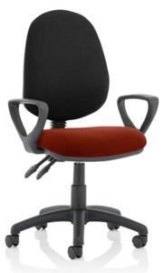 Eclipse II Black Back Office Chair In Chilli With Loop Arms