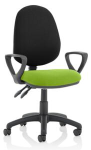 Eclipse II Black Back Office Chair In Green With Loop Arms