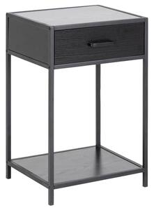 Salvo Wooden Bedside Table With 1 Drawer In Ash Black