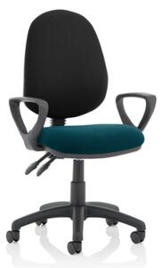 Eclipse II Black Back Office Chair In Teal With Loop Arms