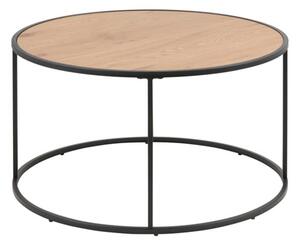 Salvo Wooden Coffee Table Round With Black Metal Frame