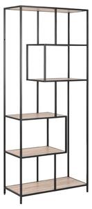 Salvo Wooden Bookcase 5 Shelves Tall With Black Metal Frame