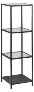 Salvo Bookcase 3 Clear Glass Shelves With Black Metal Frame