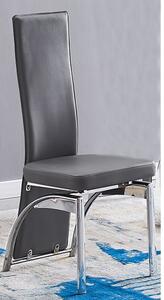 Romeo Faux Leather Dining Chair In Grey With Chrome Legs