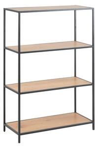 Salvo Wooden Bookcase 3 Shelves Tall With Black Metal Frame