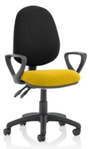 Eclipse II Black Back Office Chair In Yellow With Loop Arms
